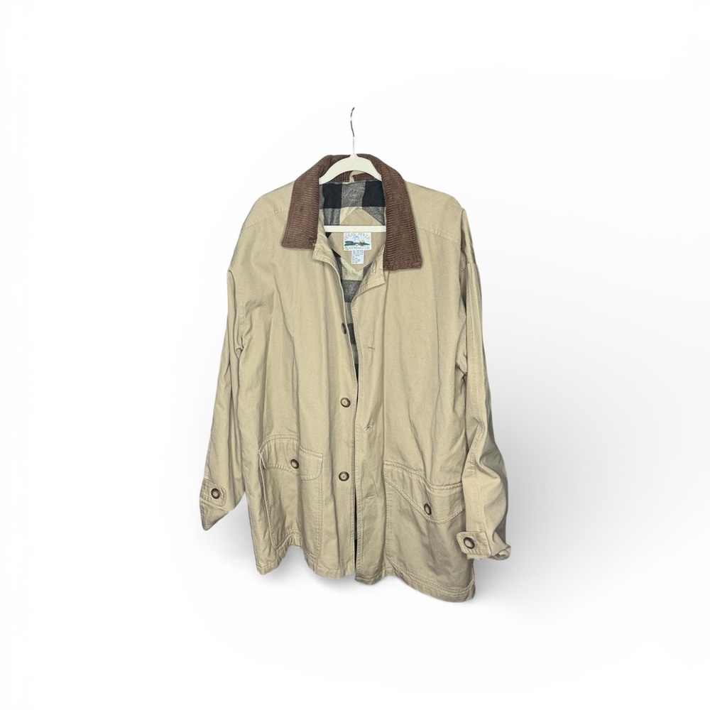 Classic Khaki Field Jacket with Brown Corduroy Collar